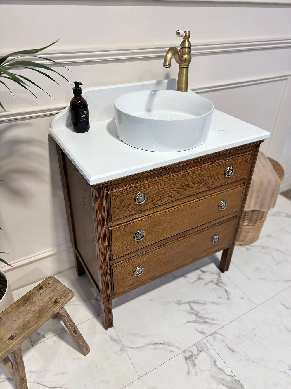 Traditional Bathroom Wooden Vintage Vanity Unit - Alfred The Great