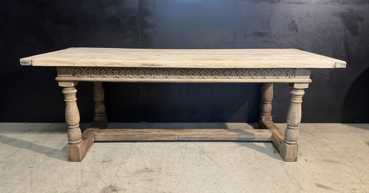 Bleached Oak Farmhouse Dining Table