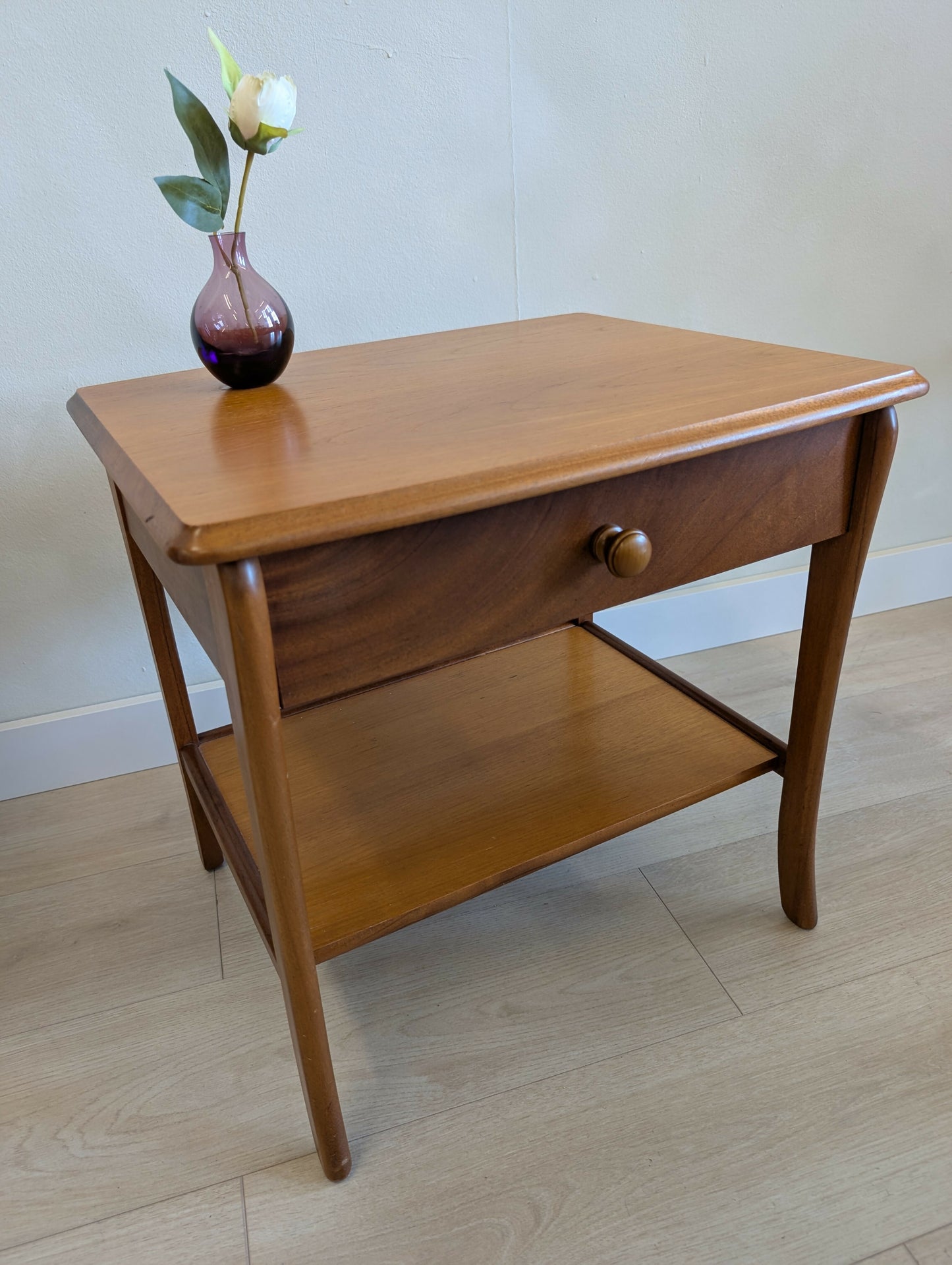 Mid Century Teak Side Table with Drawer & Shelf by Sutcliffe