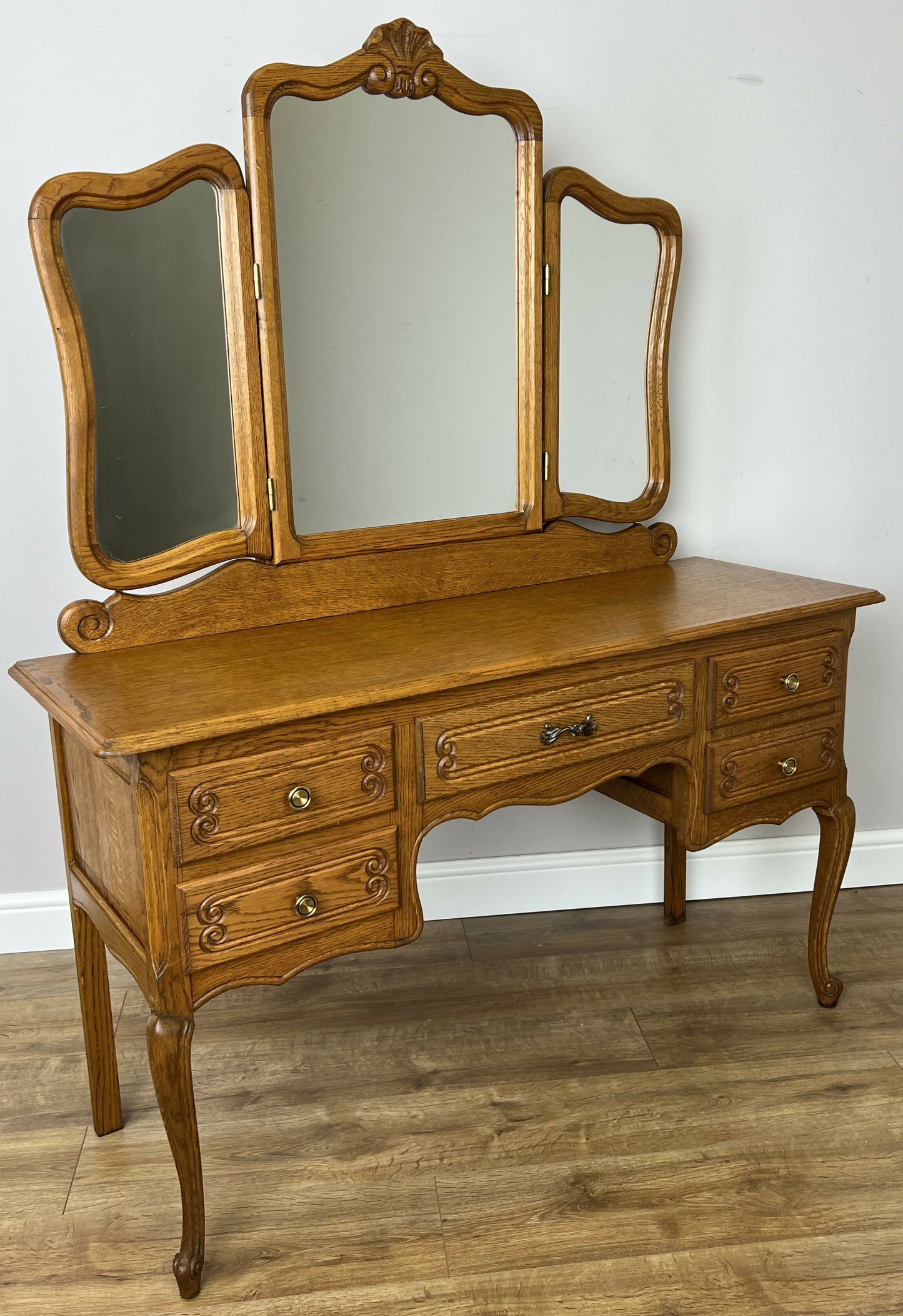 Dressing Table with Mirror Vintage French Oak Louis Vanity Table Makeup LOT 6321