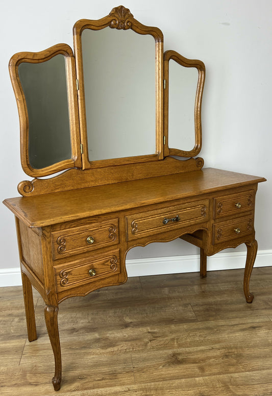 Dressing Table with Mirror Vintage French Oak Louis Vanity Table Makeup LOT 6321