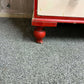 Large Victorian Chest 2 Over 3 Drawers Painted Salmon & Red Ornate Ball Feet