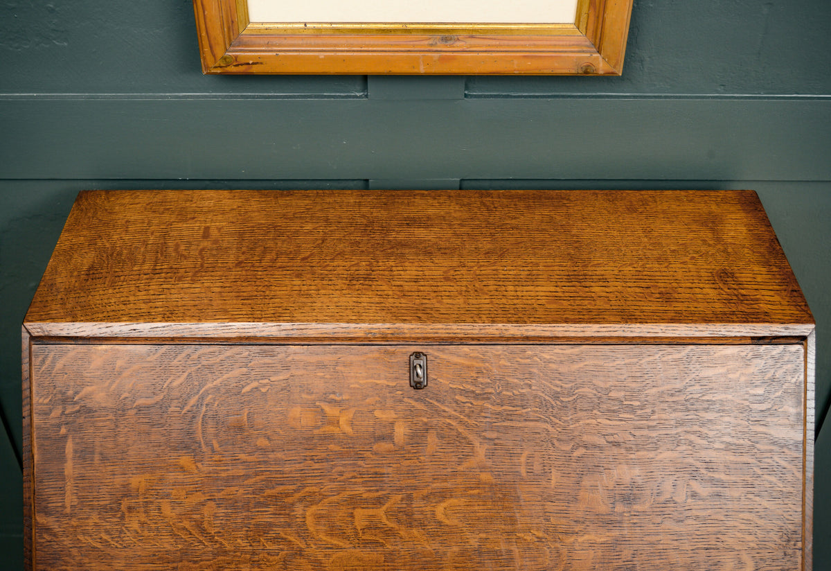 Vintage Oak Bureau Writing Desk - 1930s - 1940s