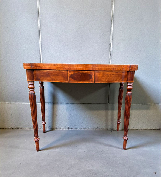 A Mahogany Serpentine Fronted Turn Over Top Tea Table
