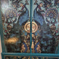 Exquisite Edwardian Cocktail Cabinet Luxury Upcycled – Teal & Peacock Decoupage, Mirrored Bar with LED & Gold Interior