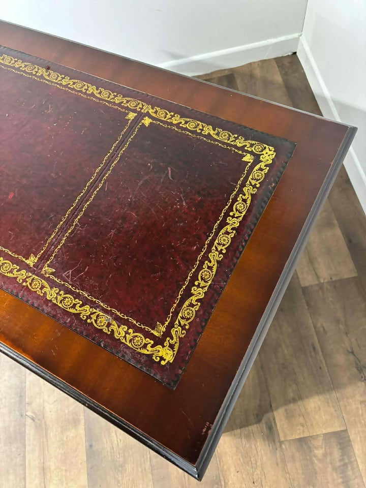 Reproduction Mahogany Twin Pedestal Knee Hole Desk