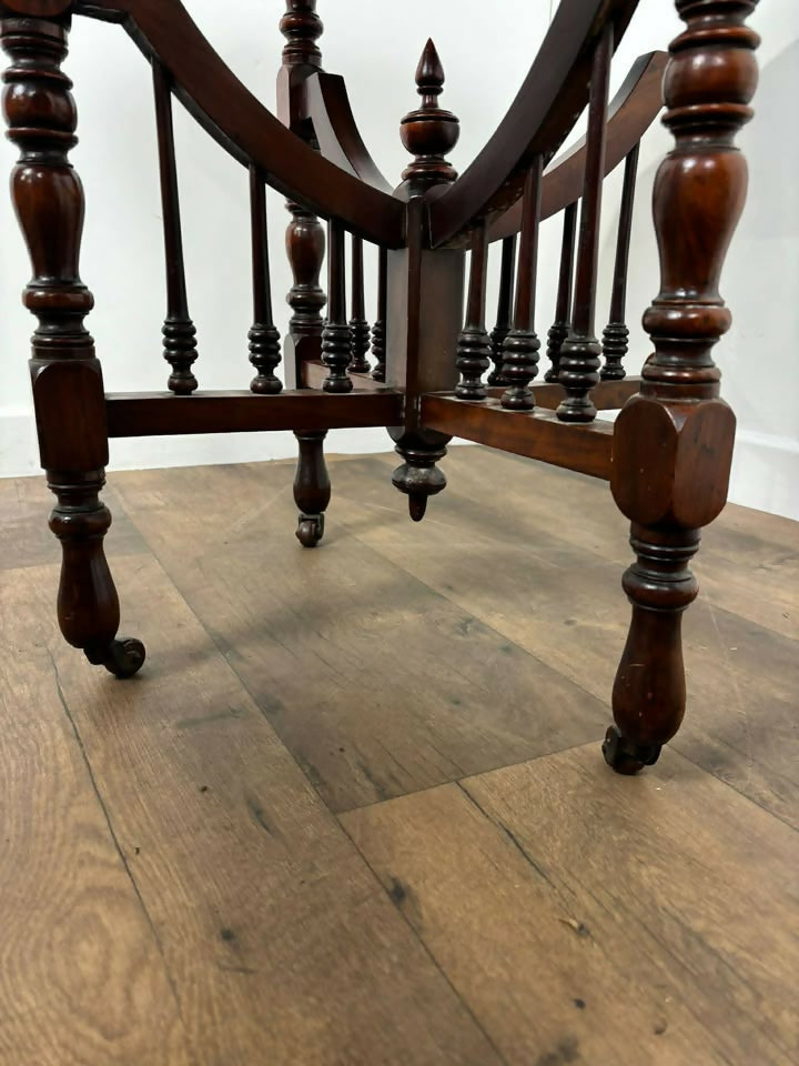 Edwardian Red Walnut Octagonal Window Table on Castors