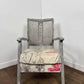 Vintage Painted Grey Cane Back Armchair / Bedroom Chair