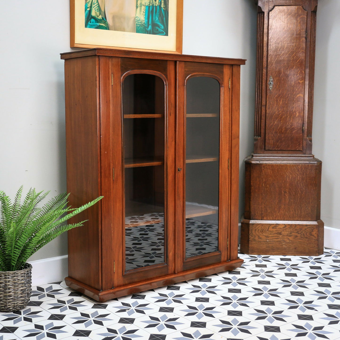 Antique Bookcase Victorian Glazed Bookcase Cabinet in Mahogany