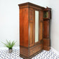 Edwardian Red Walnut Carved Wardrobe With Mirror and Drawer