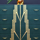 Mid Century modern Drawers,Green and Gold Chest of Drawers.