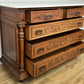 Chest of Drawers Antique French Style Oak Marble Top Carved Cabinet LOT 6450