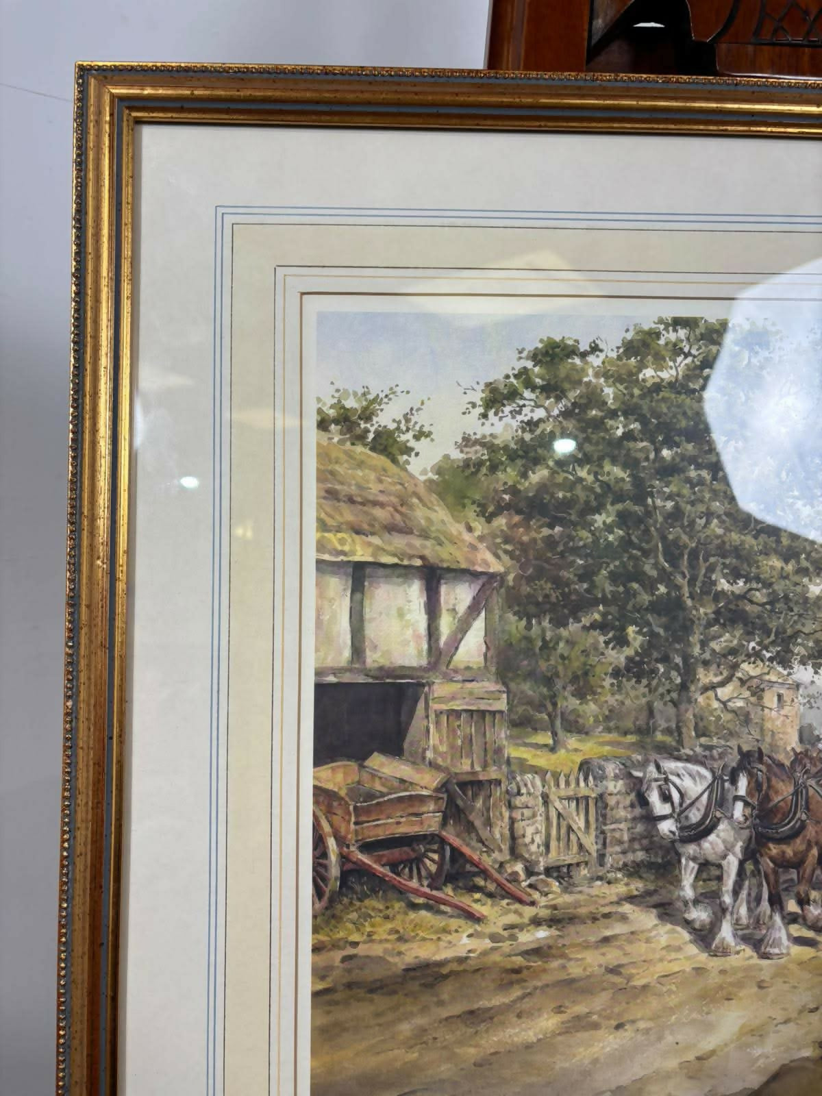 J.L. Chapman Framed Country Village Print – Horse & Cart Scene