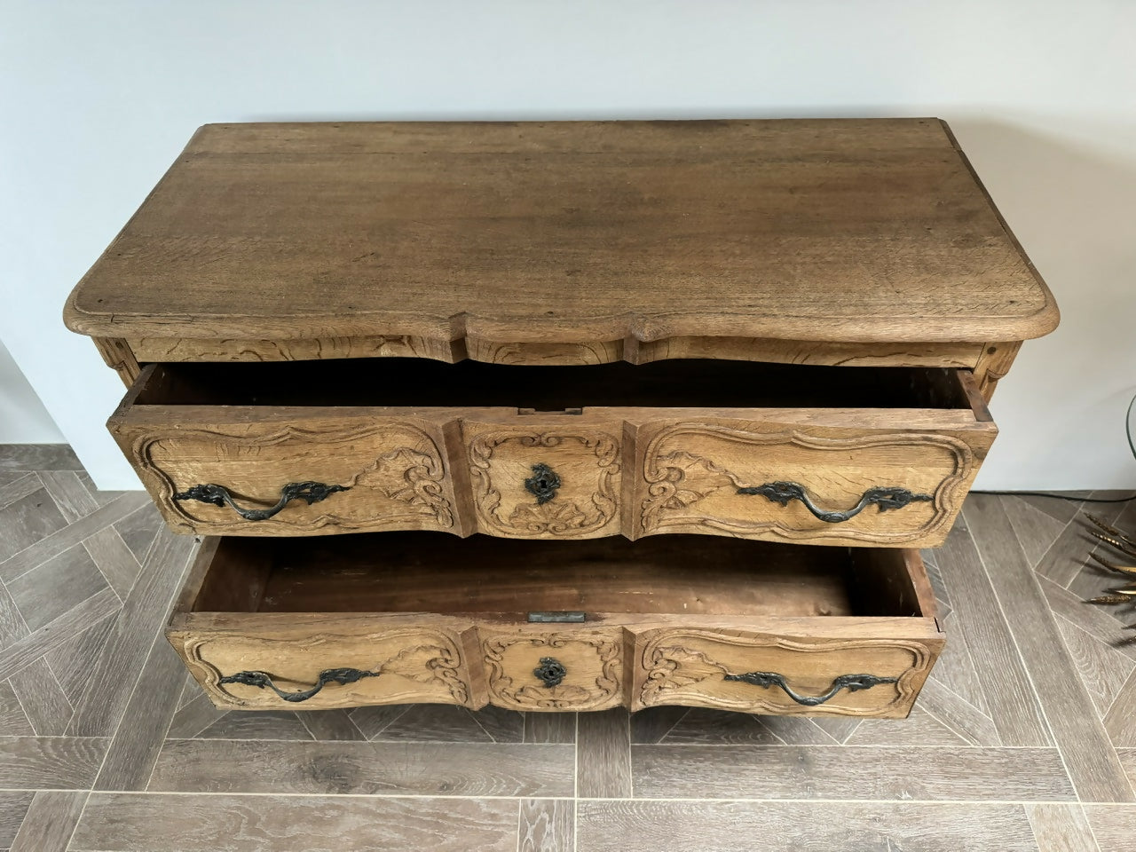 French Bleached Oak Commode Chest of Drawers