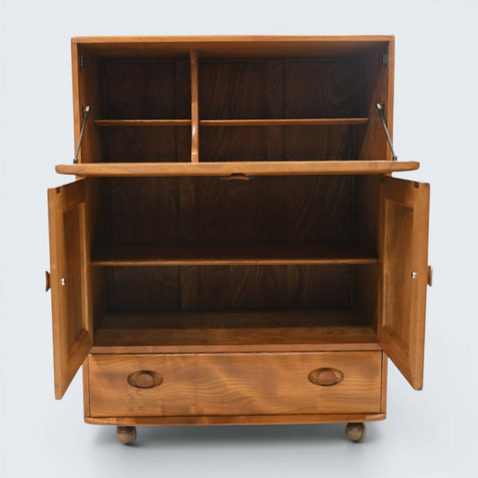 Ercol Drinks Cabinet Bureau Gin/Serving Cabinet Light Finish FREE UK Delivery