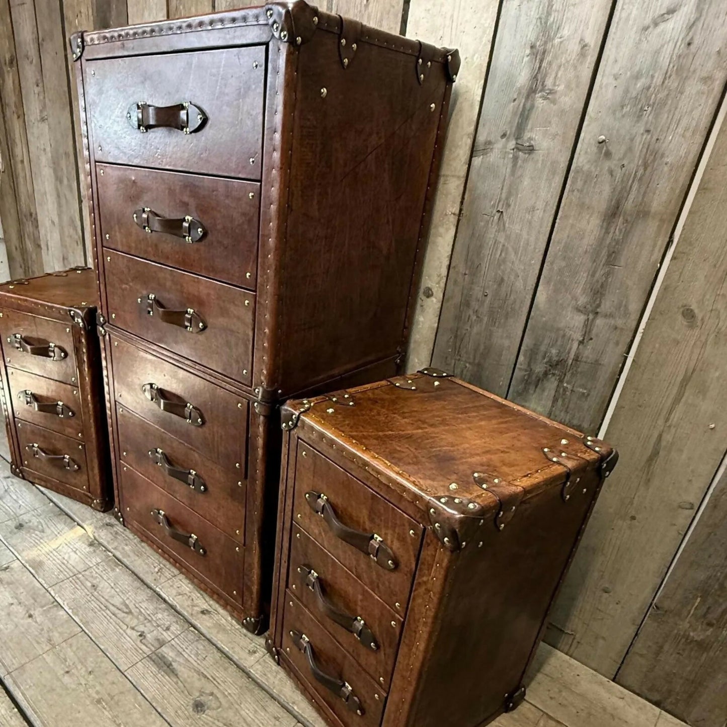 luxury handmade bridle leather bedroom suite set