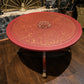 Mughal-Inspired Crimson Red & Gold Round Statement Eastern Coffee Table