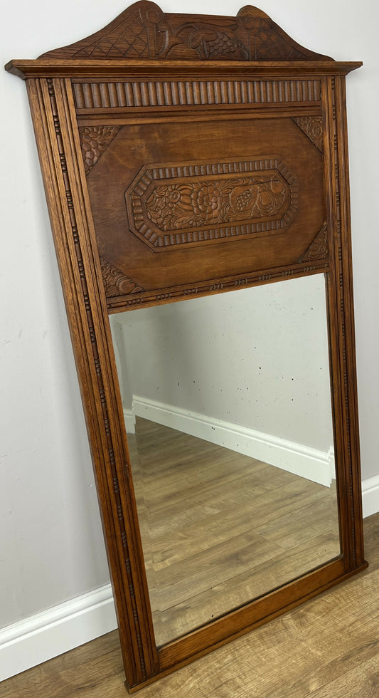 Mirror Antique French Style Oak Carved Decorative Frame Wall Mirror LOT 6276