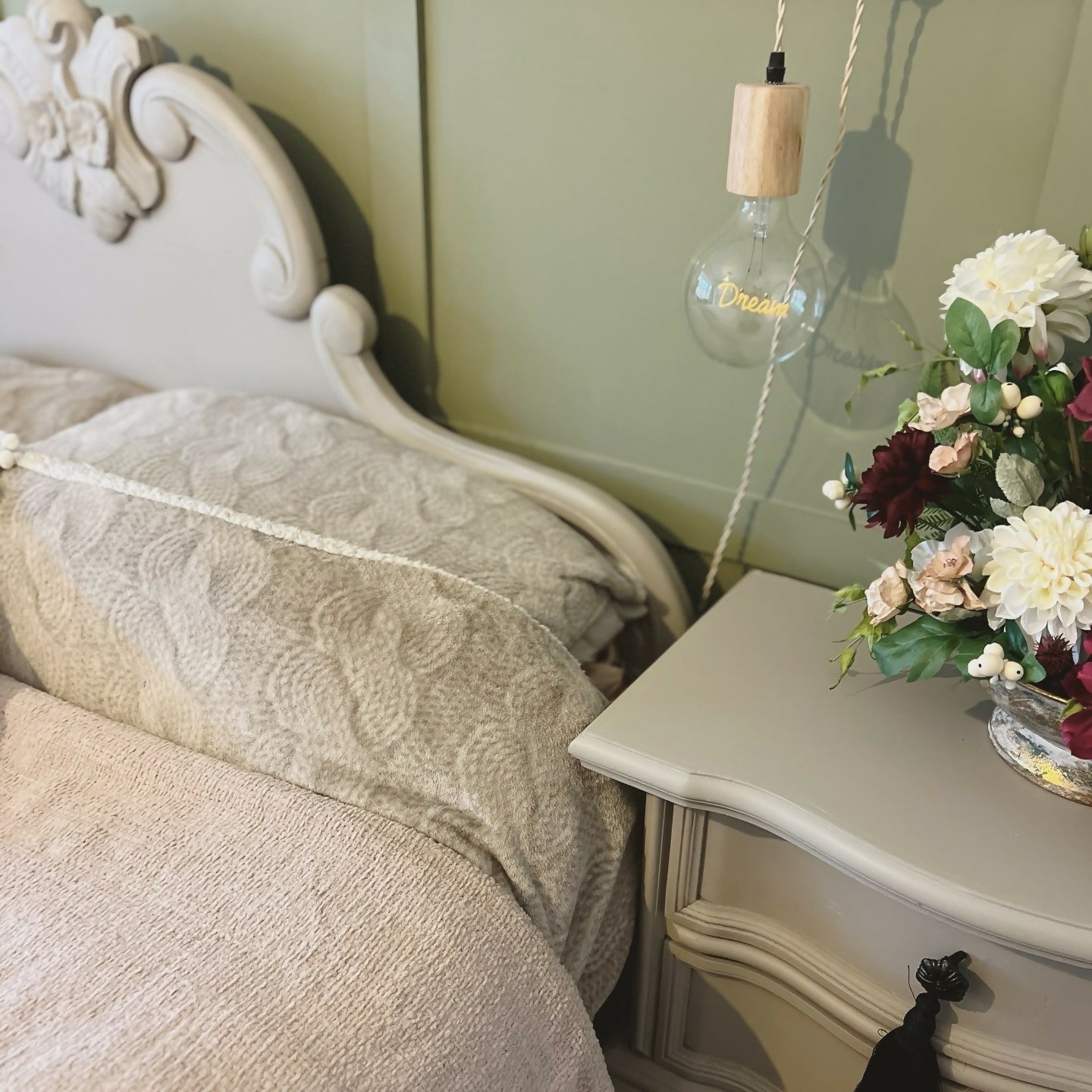 French bedroom headboard and drawers set