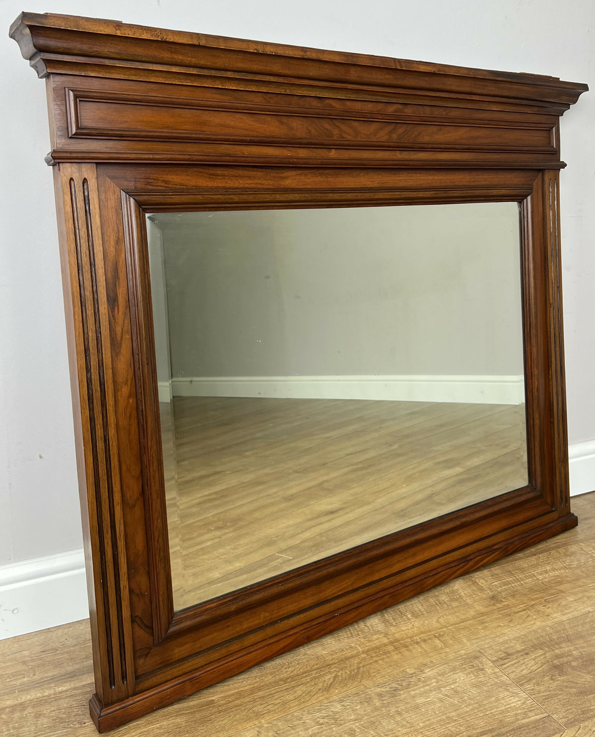 Mirror Antique French Style Walnut Large Bevelled Glass Wall Mirror LOT 6529
