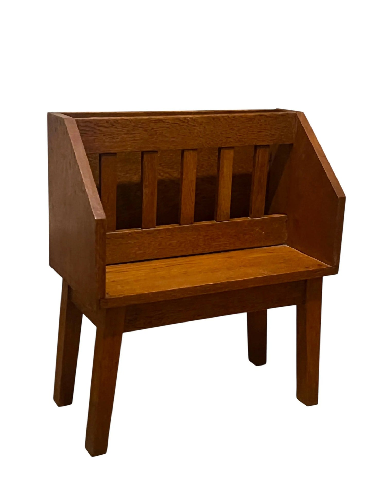 Vintage Art Deco period Oak book and magazine rack