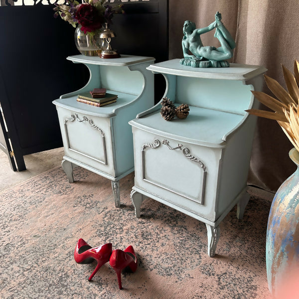 Painted Bedside Tables Louis Style Duck Egg Blue French Style Bedsides