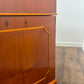 Reproduction Yew Wood Pedestal Desk with Brown Leather Inset