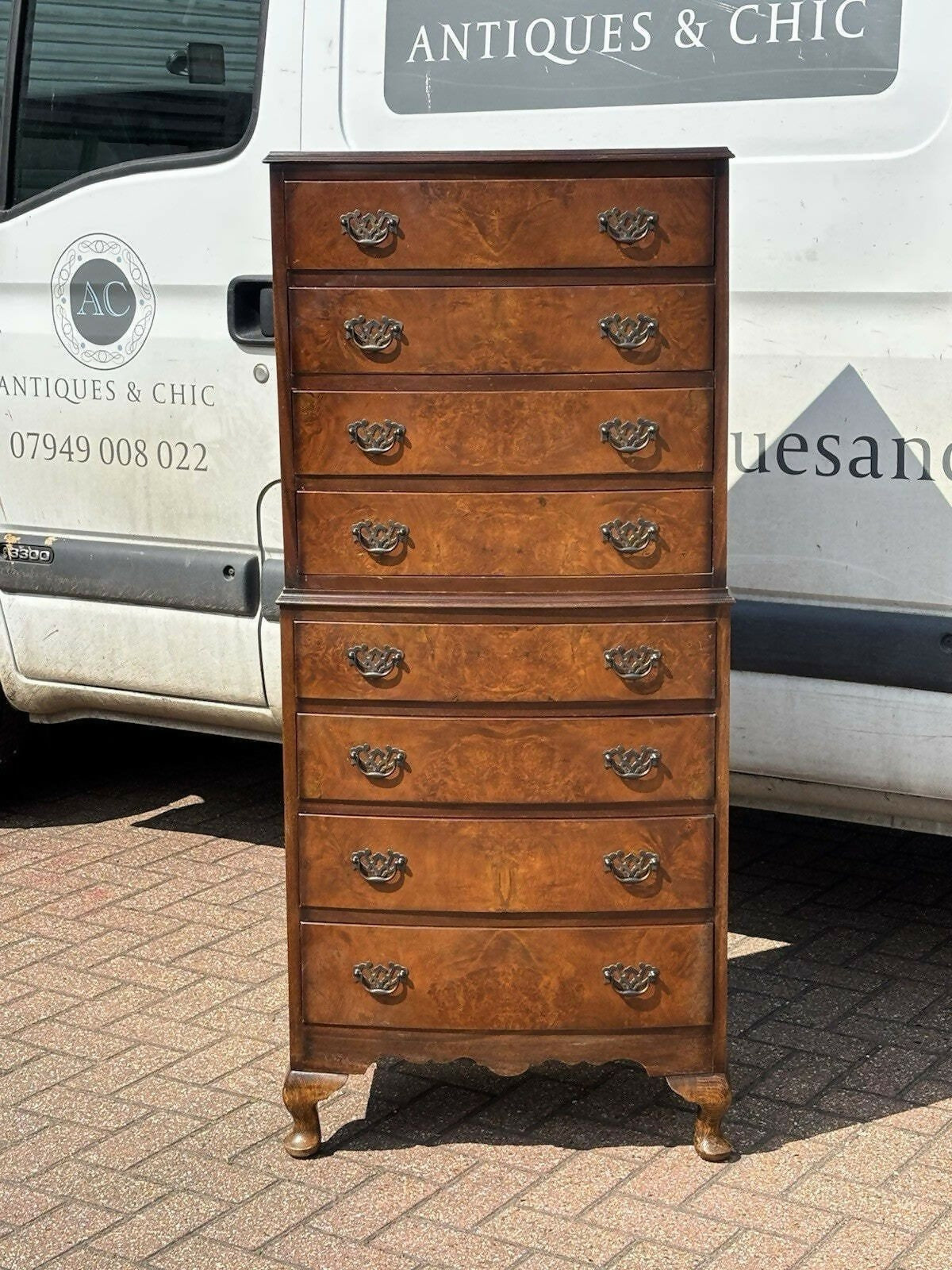 Vintage Tall Chest Of Drawers, Splits In 2 Pieces For Easier Transportation.