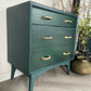 Mid Century Chest Of Drawers, Green and Teal