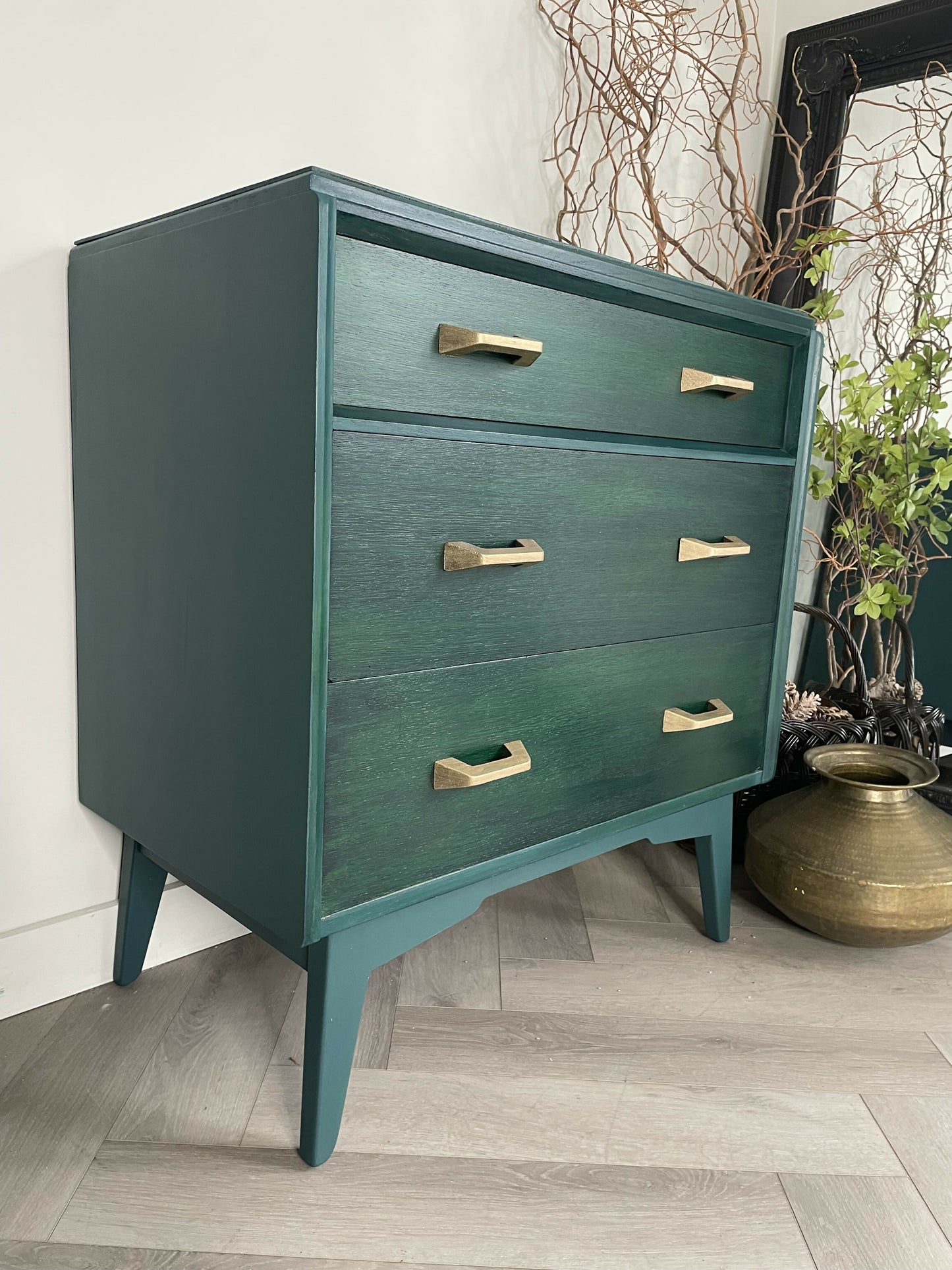 Mid Century Chest Of Drawers, Green and Teal