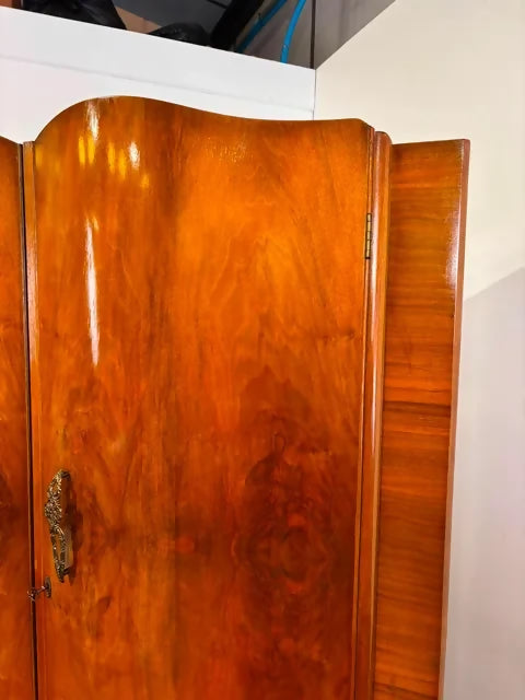 Vintage Walnut Veneered Double Wardrobe