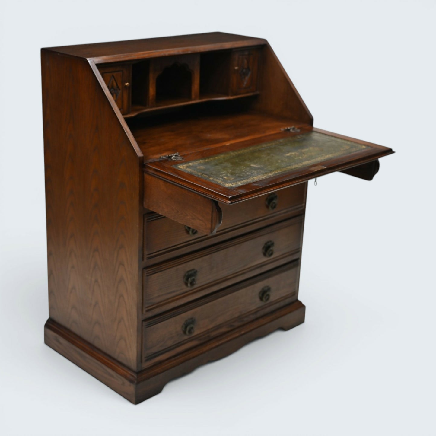 Old Charm Bureau Desk Micro Office Tudor Brown Fitted Interior FREE Delivery