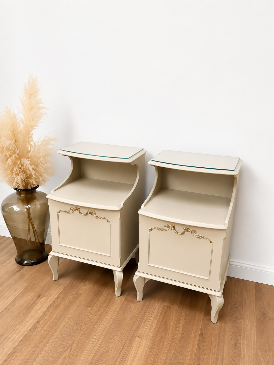 French Louis style bedside cabinets