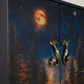 Upcycled Celestial Forest Music Cabinet, Midnight Blue Storage Cupboard