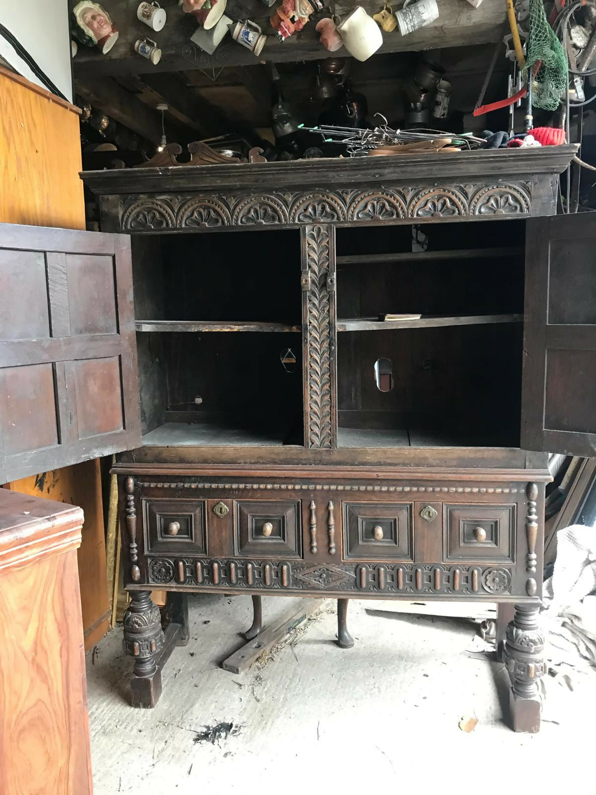 Heavy Oak Antique Cupboard