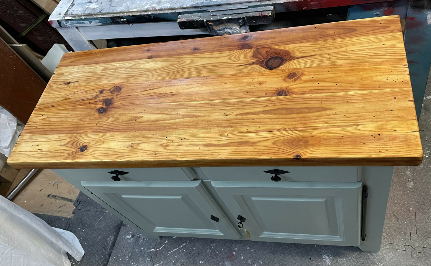 Beautiful Solid Sideboard Sage & Natural Top