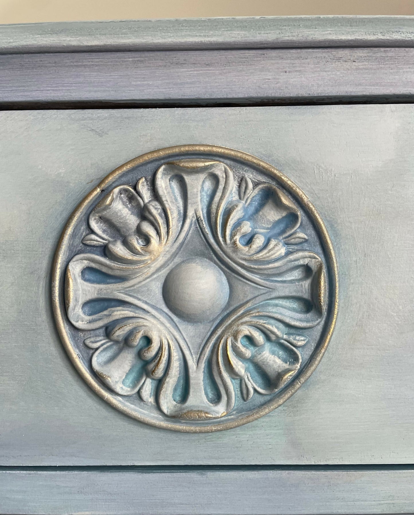 Vintage Tallboy Hand Painted Blue and White