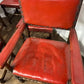 Vintage Set of Six Oak Framed Red Leather Dining Chairs