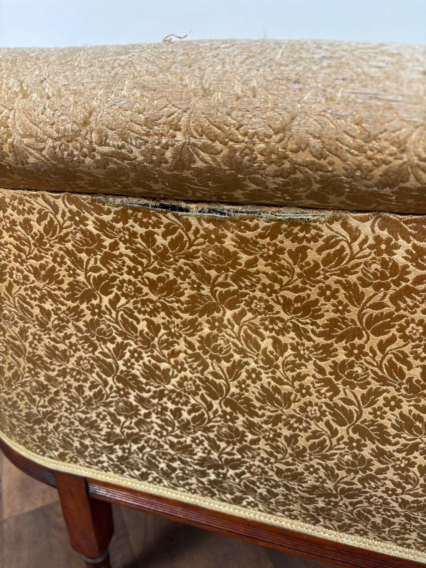 Edwardian Mahogany Upholstered Window Seat / Small Settee