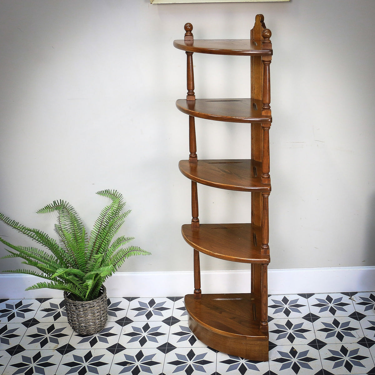 Ercol Windsor 5 Tier What Not in Golden Dawn. Model 1105
