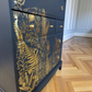 Vintage Stag minstrel 7 drawers tallboy, navy blue chest of drawers mid century modern dresser