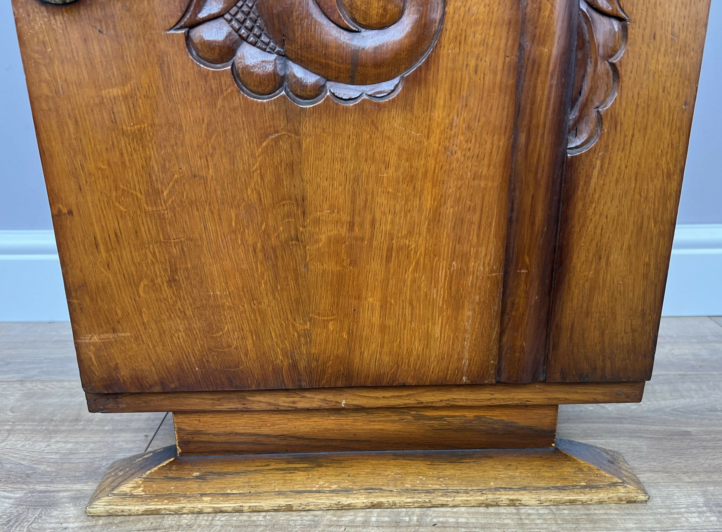 Bedside Table Antique French Art Deco Marble Top Oak Cabinet Nightstand LOT 6238
