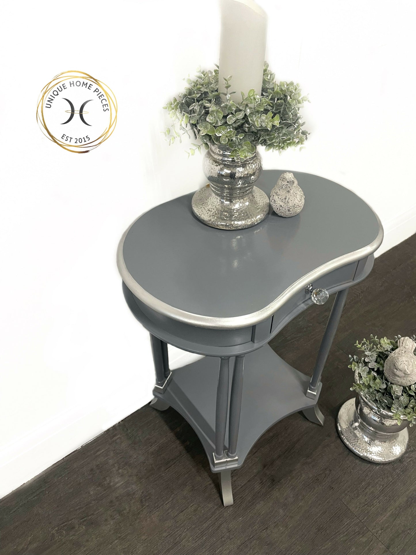 Grey And Silver Side Table