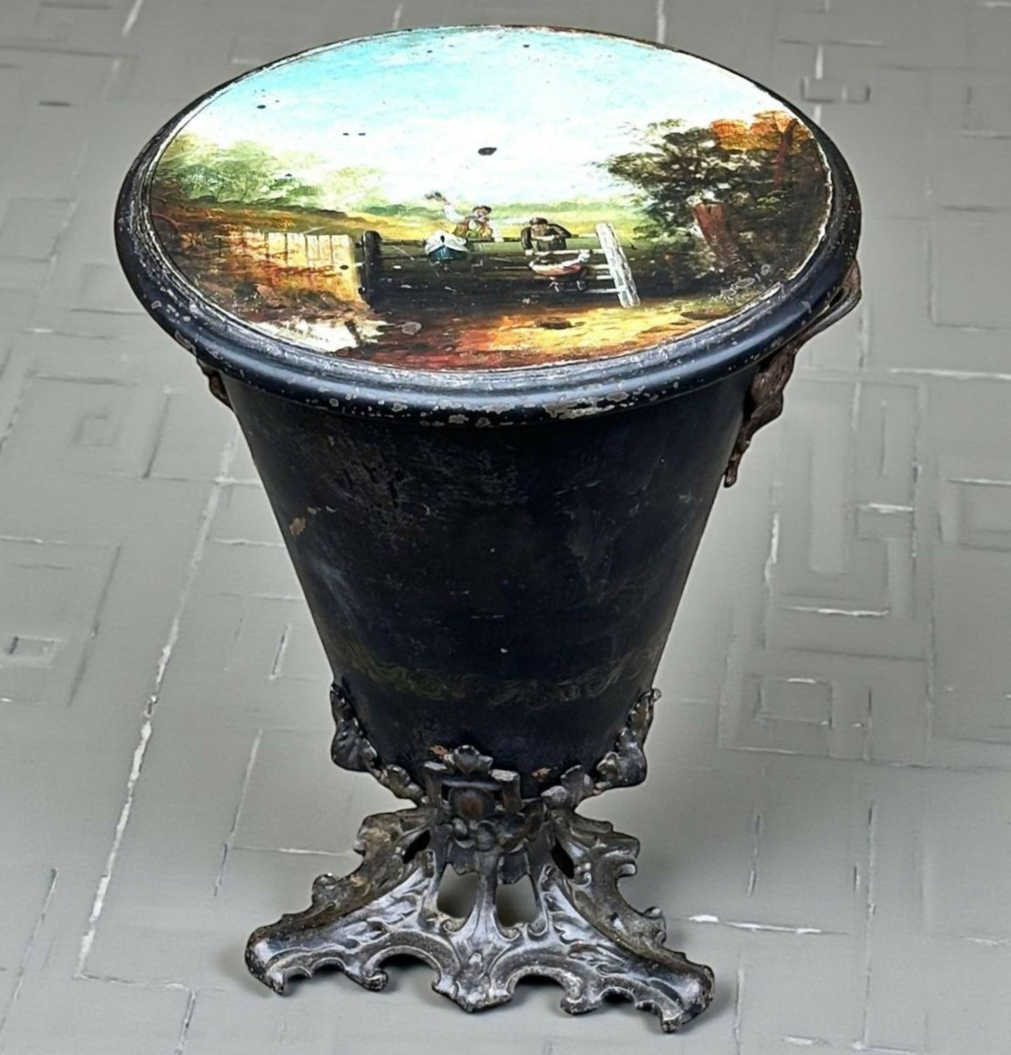 19th Century Antique Country House Toleware Coal Scuttle