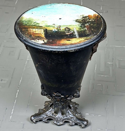 19th Century Antique Country House Toleware Coal Scuttle