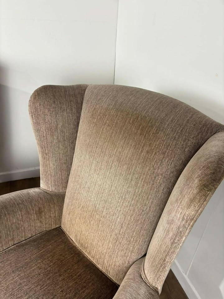 Pair of Matching Wingback Fireside Chairs On Cabriole Supports