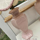 Vintage St Michael hexagonal ceramic ginger jar table lamps in pastel pink