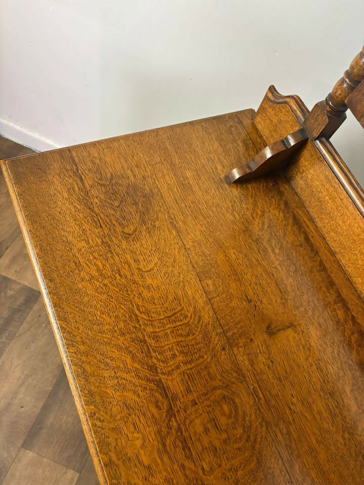 Vintage Oak Dressing Table with Mirror – 3 Drawer Vanity on Castors