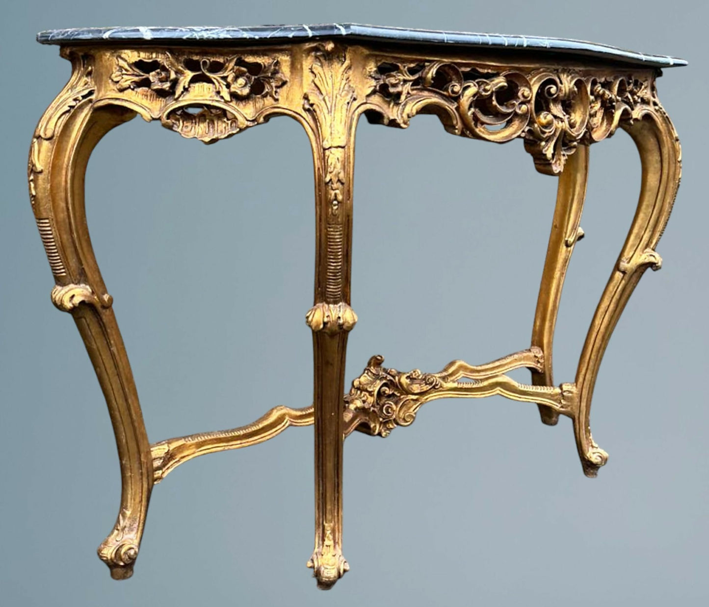 French Rococo Gilt Serpentine Console Table