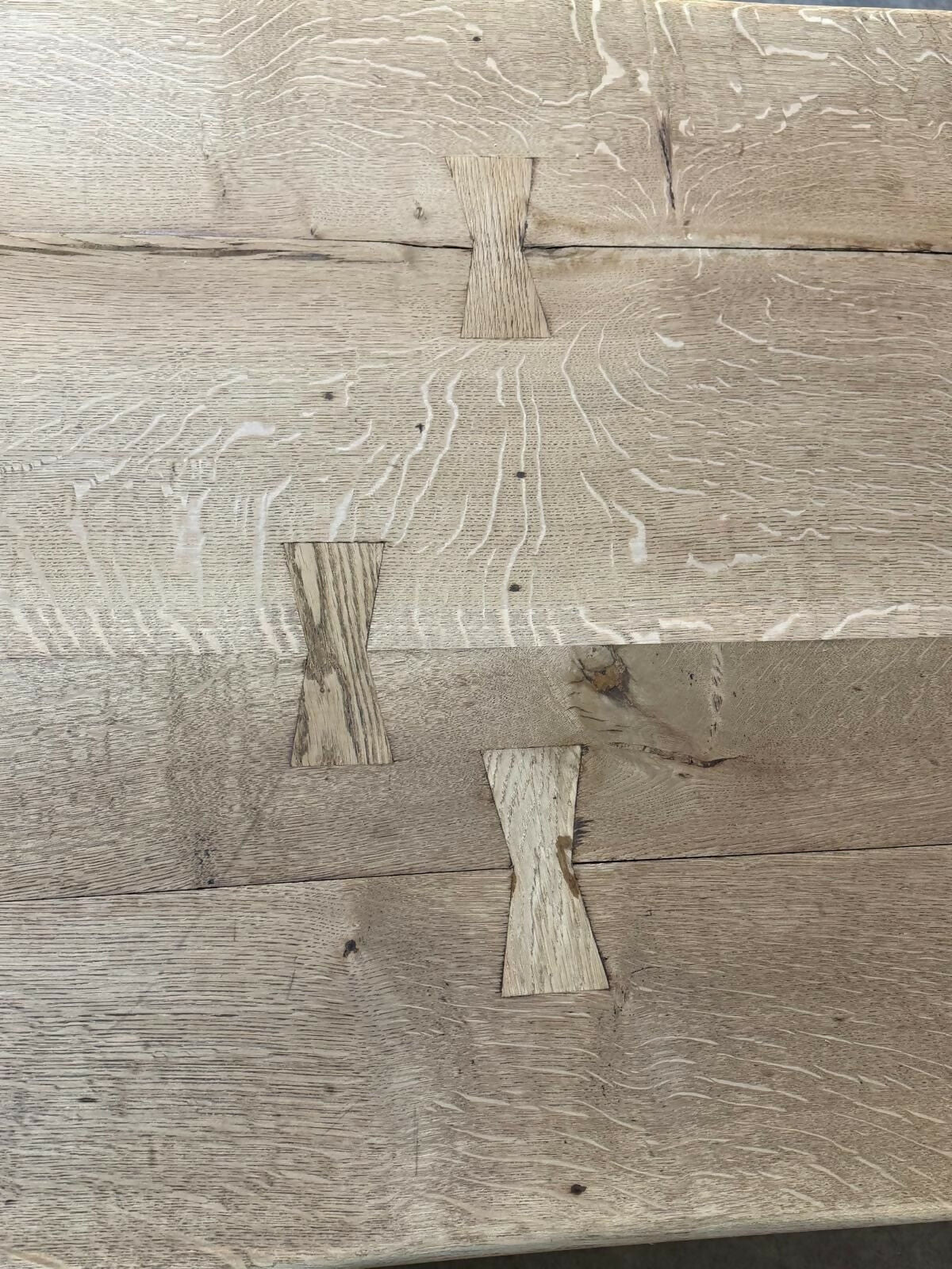 Stunning Large French Bleached Oak Farmhouse Dining Table